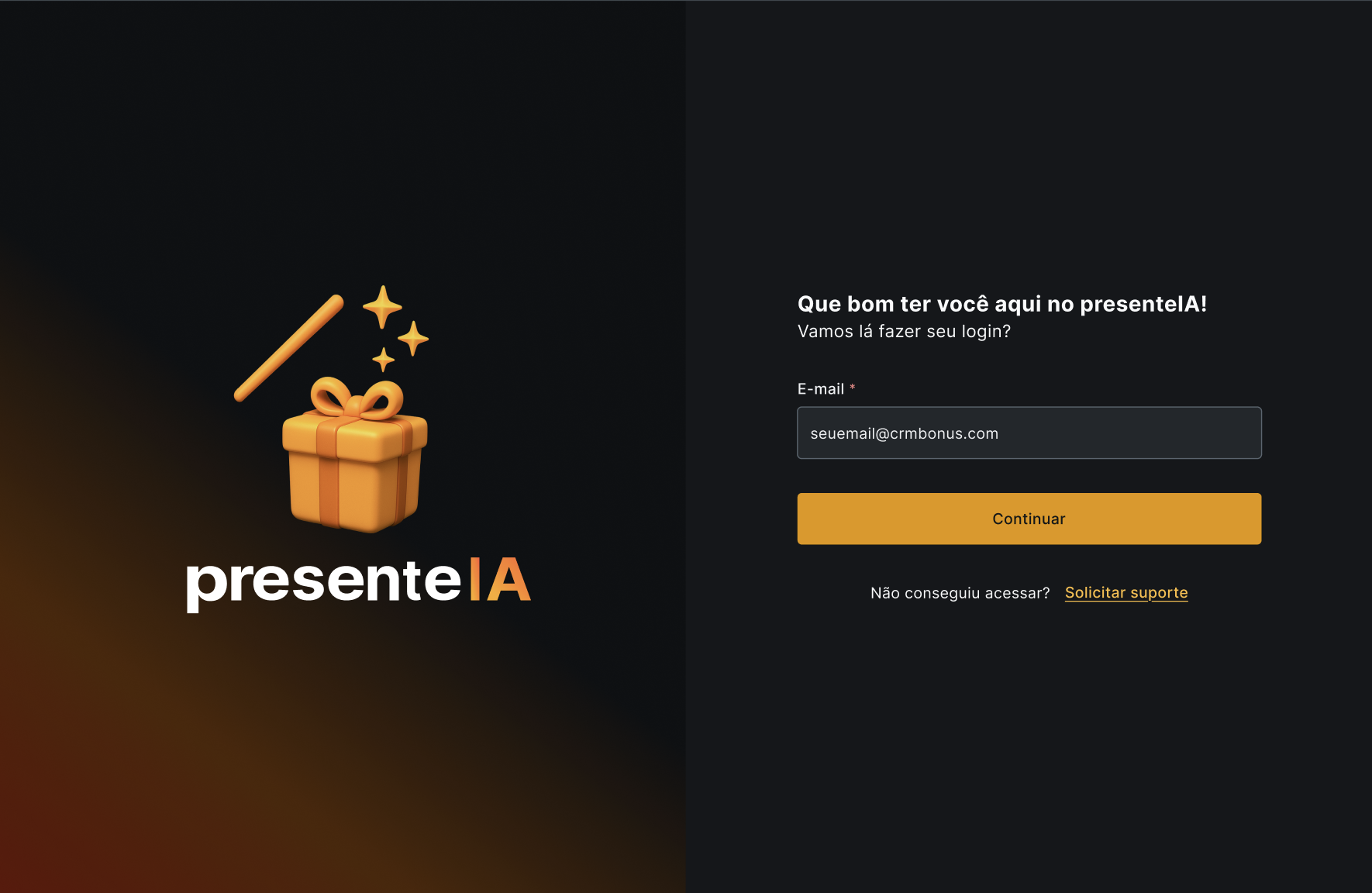 Tela de login do PresenteIA